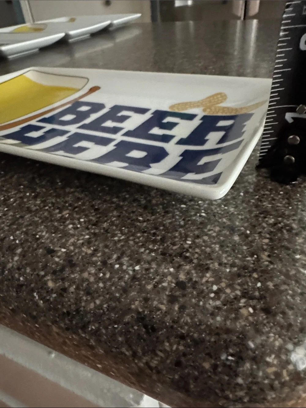 Crate & Barrel Ceramic Beer-Themed Appetizer Plates Set of 5 Bar Snack Plates